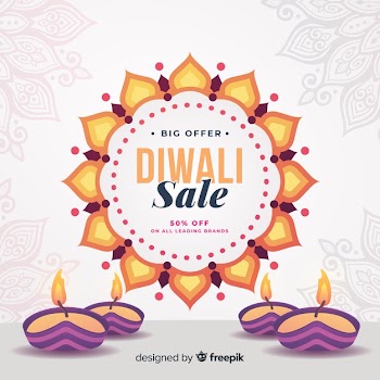 Lighten candles for diwali sales in flat design Free Vector