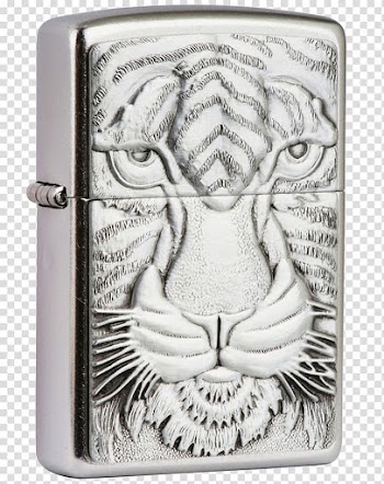 Lighter Zippo Designer, ZIPPO lighters engraved metal tiger transparent background PNG clipart