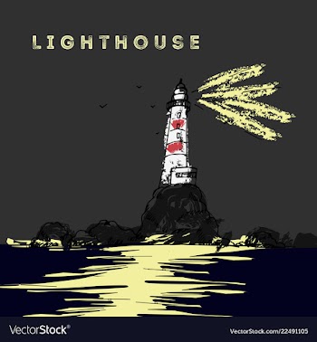 Lighthouse at night vector image