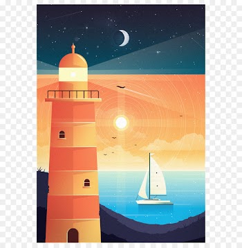 Lighthouse Illustration - Sailing Lighthouse 