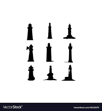 lighthouse ocean set icon design
