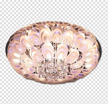 Lighting Chandelier Lamp, Round Peacock bedroom Crystal Light transparent background PNG clipart