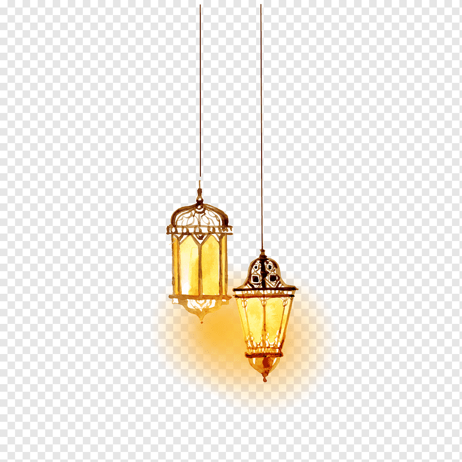 Lighting Islam, Beautiful watercolor Islamic lighting, two hanging lamps, watercolor Painting, watercolor Leaves, lantern png