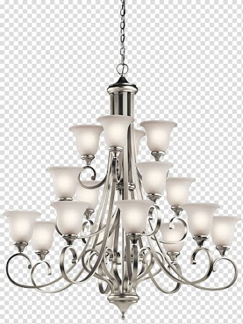 Lighting Kichler Chandelier Brushed metal, Chandlier transparent background PNG clipart