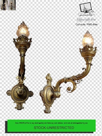Lighting , two brass-colored sconces transparent background PNG clipart