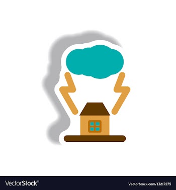 Lightning cloud and house storm vector image