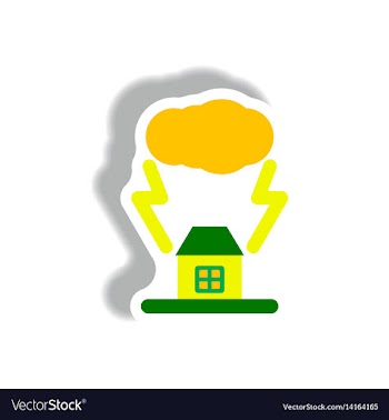 Lightning cloud and house storm vector image