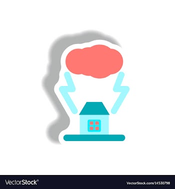 Lightning cloud and house storm vector image