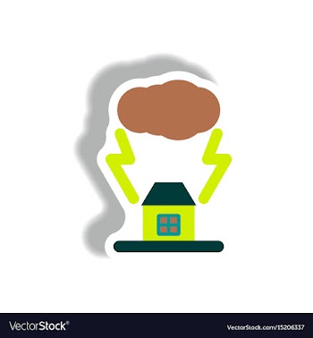 Lightning cloud and house storm vector image