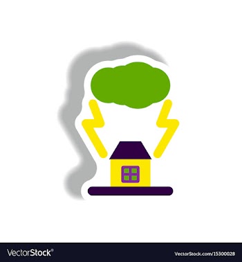 Lightning cloud and house storm vector image
