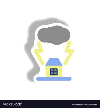 Lightning cloud and house storm vector image
