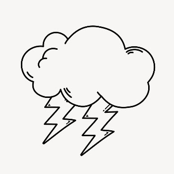 Lightning doodle clipart, cute black | Free PSD Illustration - rawpixel
