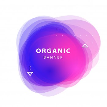 Lilac, pink, blue abstract overlaid shapes background bannner Free Vector