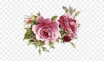 Lilac Tea Roses &amp; Swags Shabby Waterslide Decals ~medium~ - Flower Vintage Png Pink
