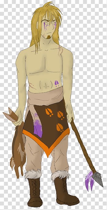 Liliiiiiiii, man holding animal and spear illustration transparent background PNG clipart