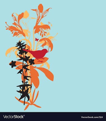 Lily and bird vector image