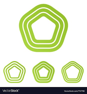 Lime line pentagonal logo design set vector image