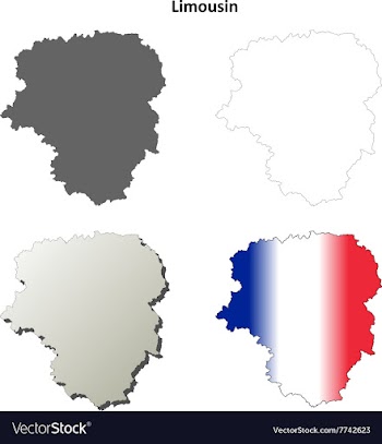 Limousin blank detailed outline map set vector image