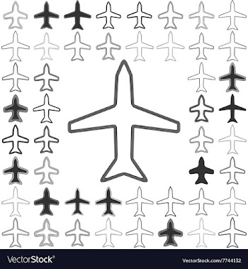 Line aircraft icon design set vector image