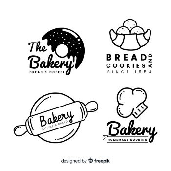 Line art bakery logos Free Vector