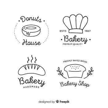 Line art bakery logos Free Vector