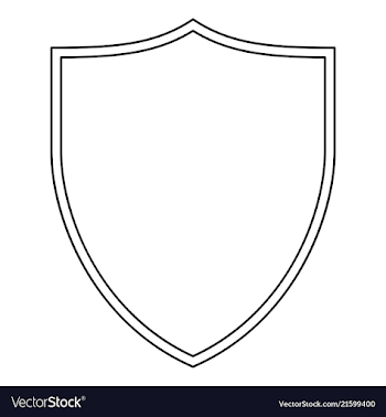 Line art black and white shield Royalty Free Vector Image