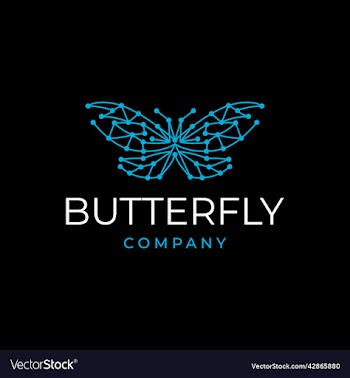line art butterfly tech cell logo