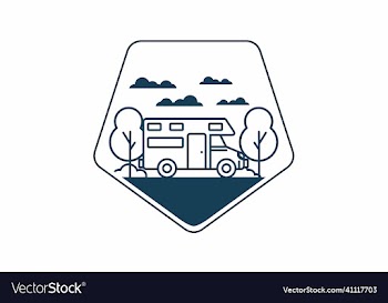line art campervan flat