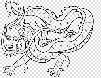 Line art Chinese dragon Drawing, dragon transparent background PNG clipart