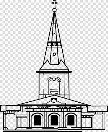 Line art Church Building Drawing , steeple transparent background PNG clipart