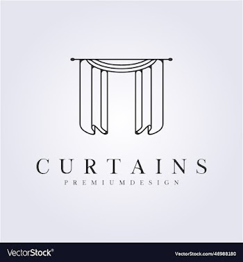 line art curtains logo symbol icon template