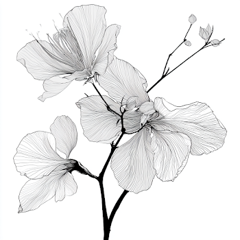Line Art Drawing of Dillenia Suffruticosa