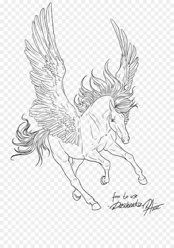 Line art Drawing Pegasus Black and white - pegasus 