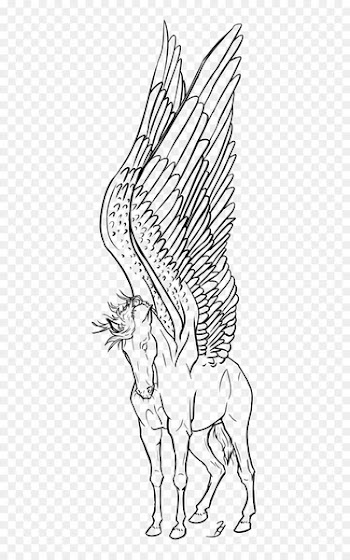 Line art Drawing Pegasus DeviantArt - psd source file 