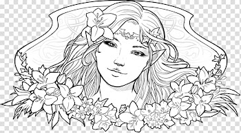 Line art Elf Drawing Fairy, Lineart transparent background PNG clipart