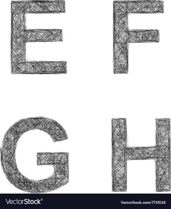 Line art font set - letters E F G H vector image