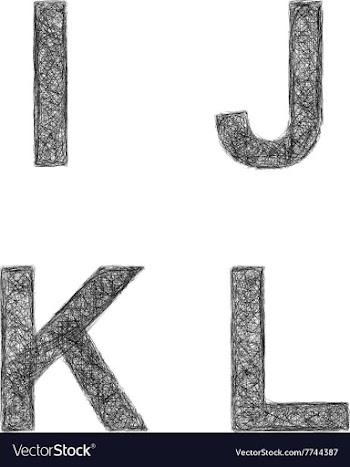 Line art font set - letters I J K L vector image