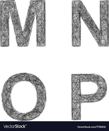 Line art font set - letters M N O P vector image