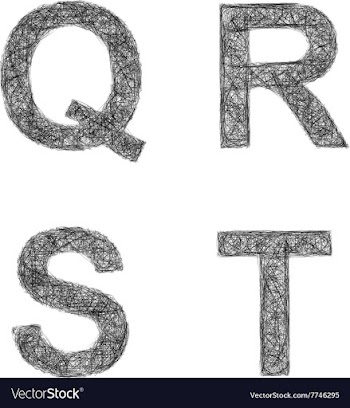 Line art font set - letters Q R S T vector image