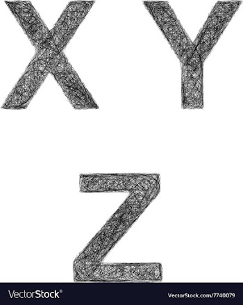 Line art font set - letters X Y Z vector image
