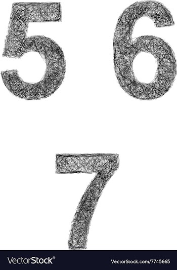 Line art font set - numbers 5 6 7 vector image