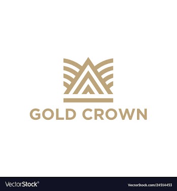 Line art gold crown logo design vector image