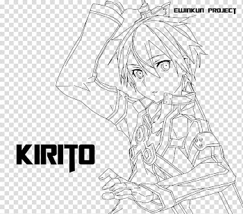 Line Art Kirigaya Kazuto Kirito Sword Art Online transparent background PNG clipart
