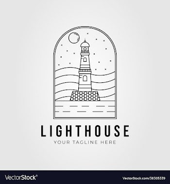 line art lighthouse beacon logo design lighthouse