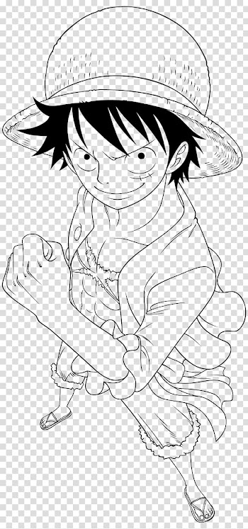 Line art Monkey D. Luffy Drawing, manga transparent background PNG clipart