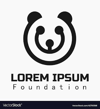 line art panda icon logo