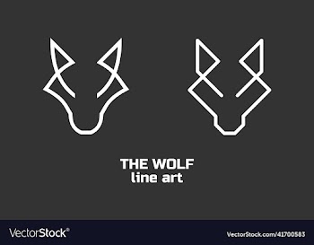 line art wolf icon logo
