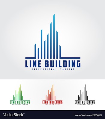 Line building 2 logo design template vector image