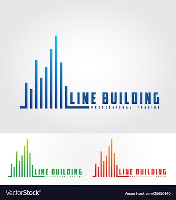 Line building 3 logo design template vector image