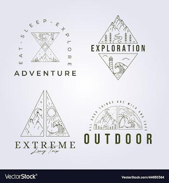 line bundle of mountain camping adventure outdoor